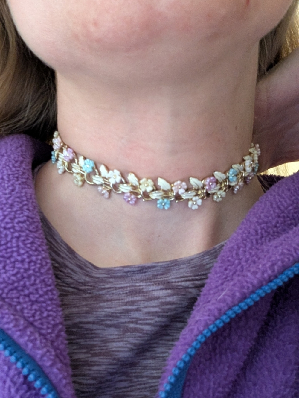 Vintage Coro Pastel Floral Choker Necklace
